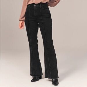 NWT Abercrombie & Fitch High Rise Flare Curve Love jeans black vertical seam 14S
